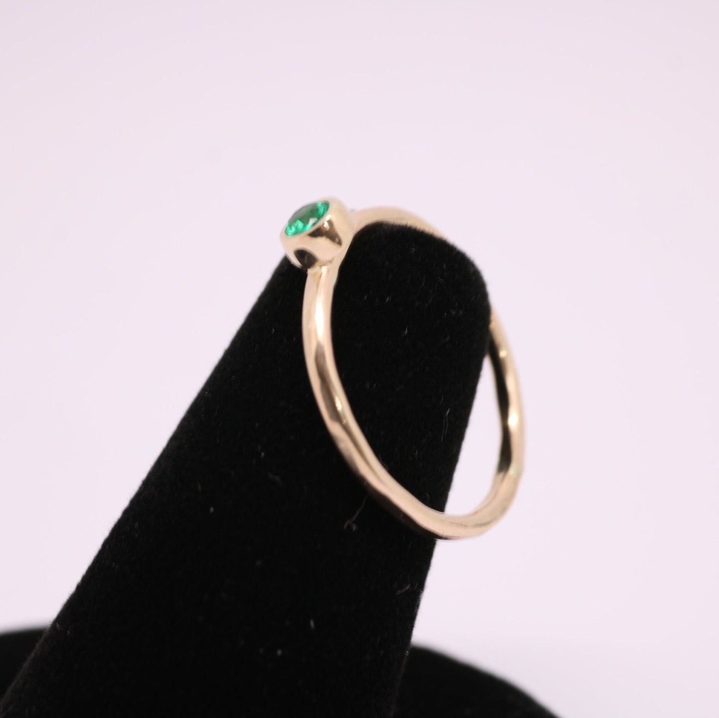 Dainty 14k Gold Emerald Ring: May Birthstone Stacking Ring