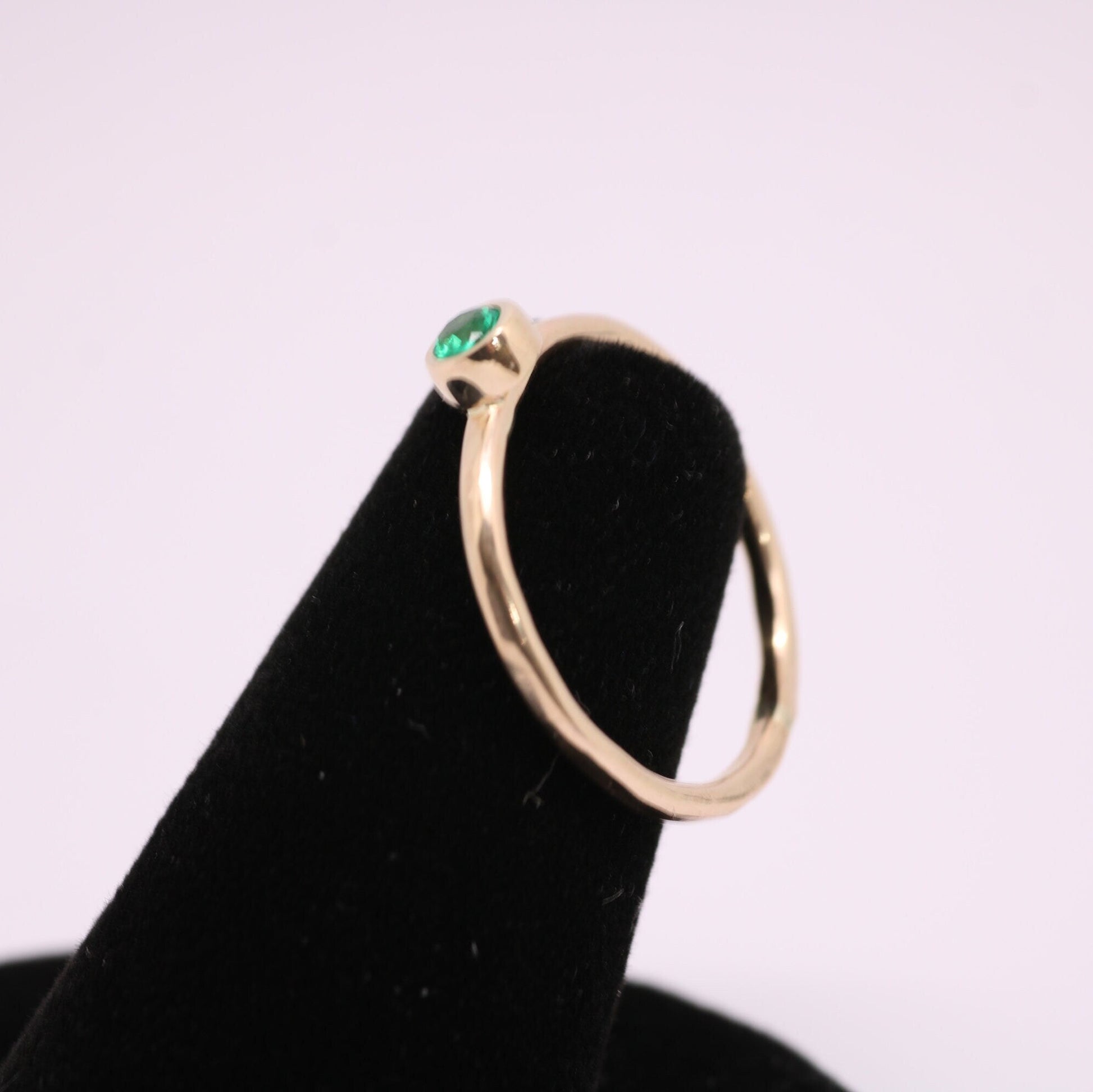 Dainty 14k Gold Emerald Ring: May Birthstone Stacking Ring