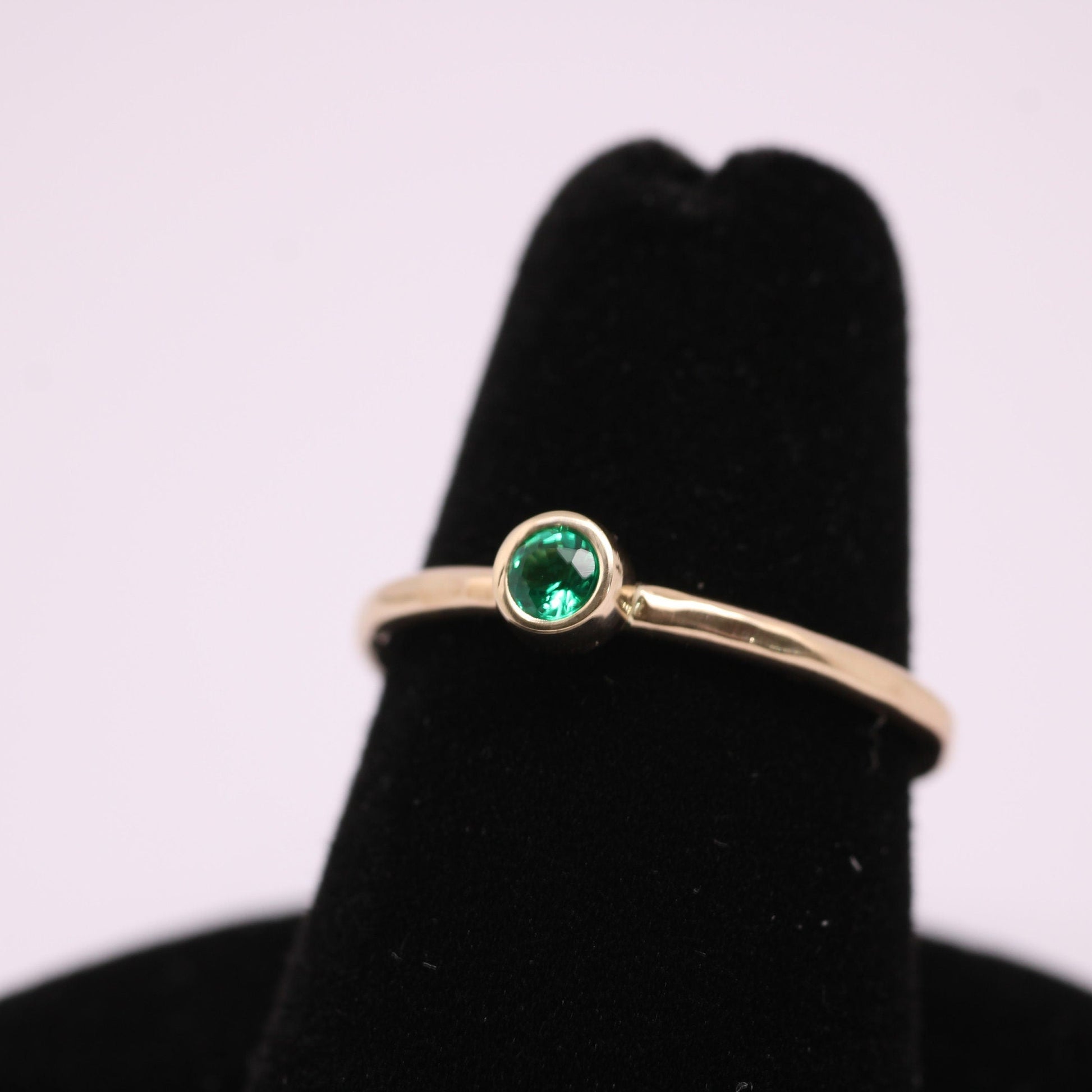 Dainty 14k Gold Emerald Ring: May Birthstone Stacking Ring