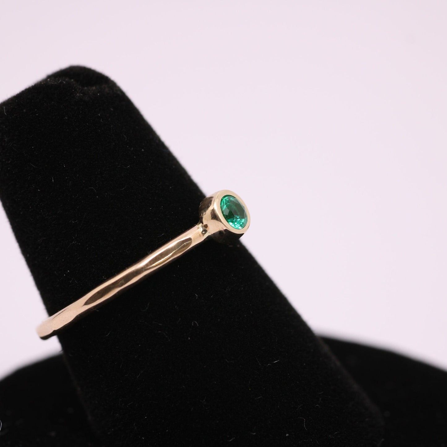 Dainty 14k Gold Emerald Ring: May Birthstone Stacking Ring