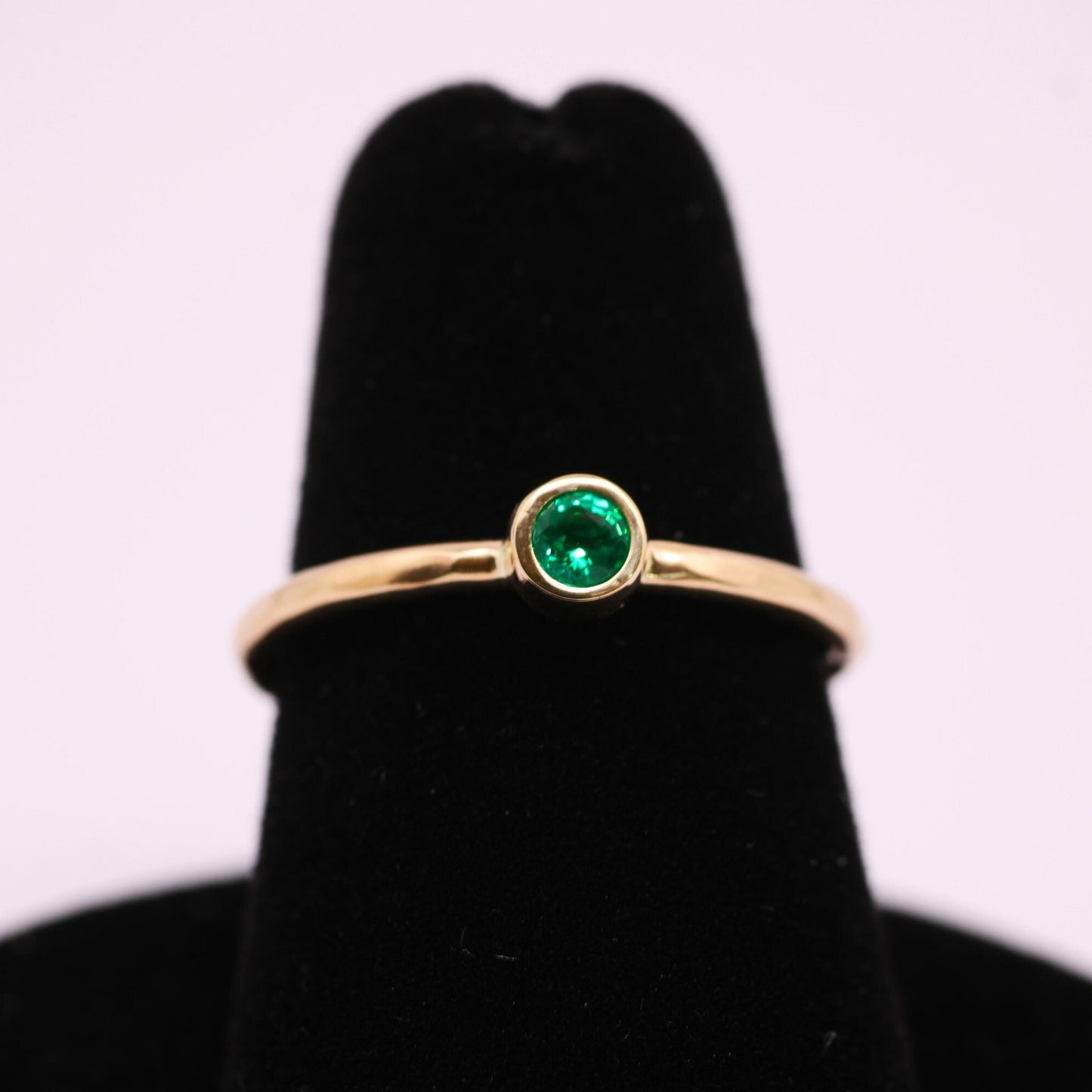 Dainty 14k Gold Emerald Ring: May Birthstone Stacking Ring