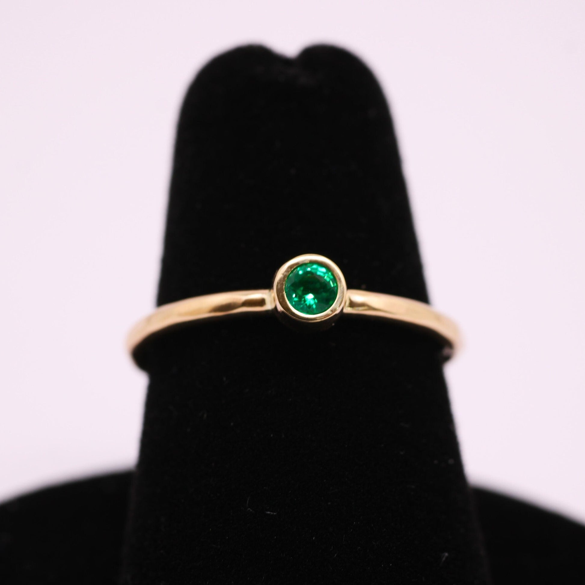Dainty 14k Gold Emerald Ring: May Birthstone Stacking Ring