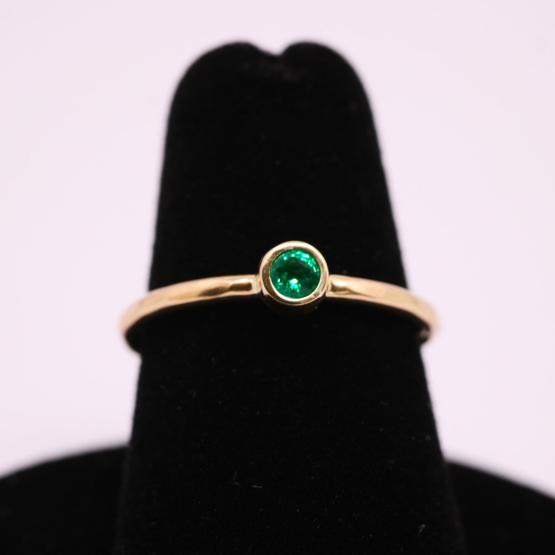 Dainty 14k Gold Emerald Ring: May Birthstone Stacking Ring