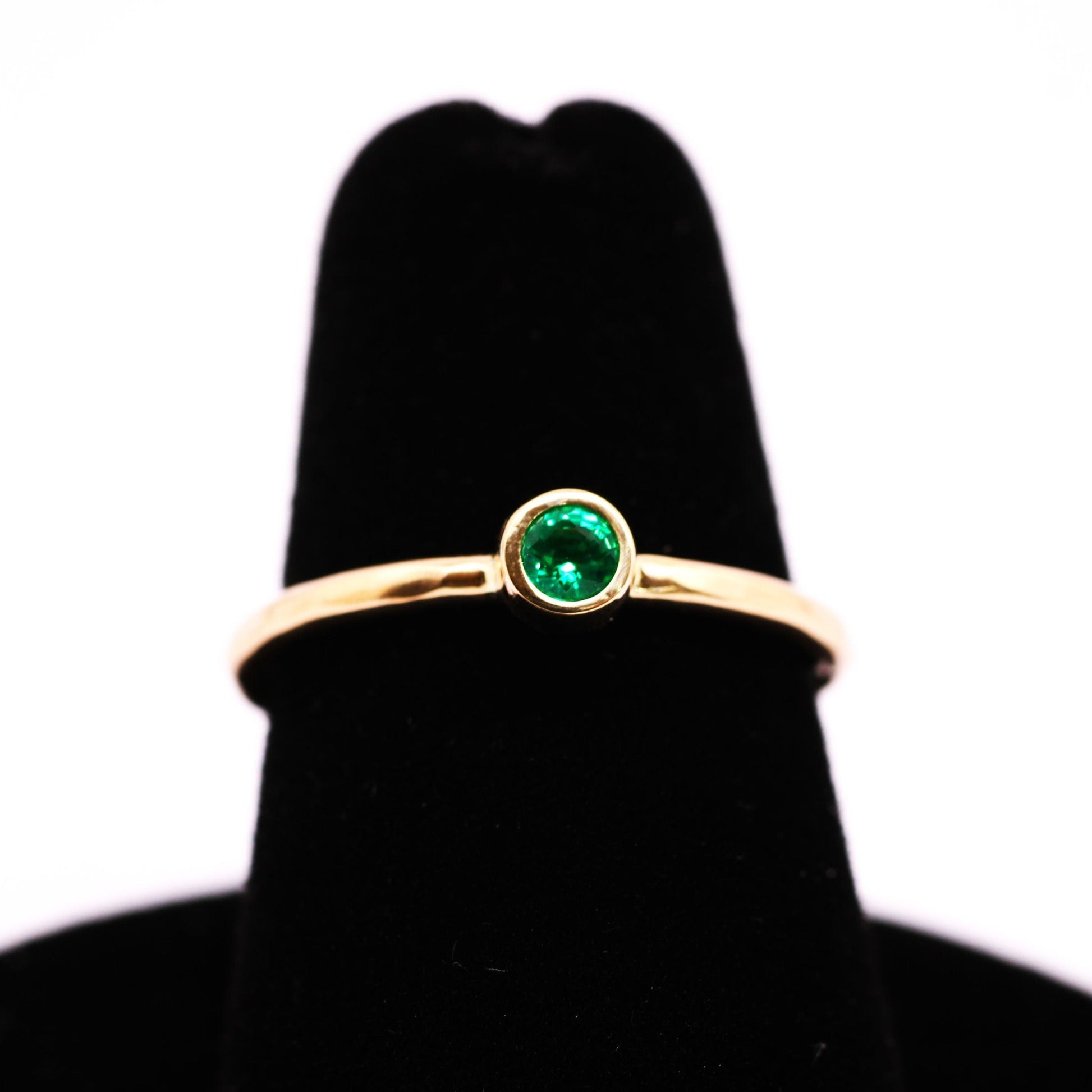Dainty 14k Gold Emerald Ring: May Birthstone Stacking Ring