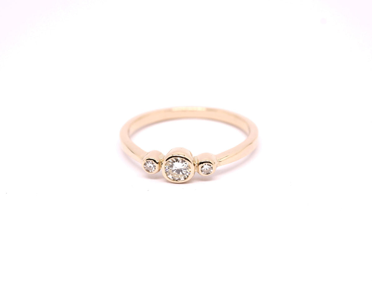 14k Gold Moissanite Ring: Three Stone Anniversary Band