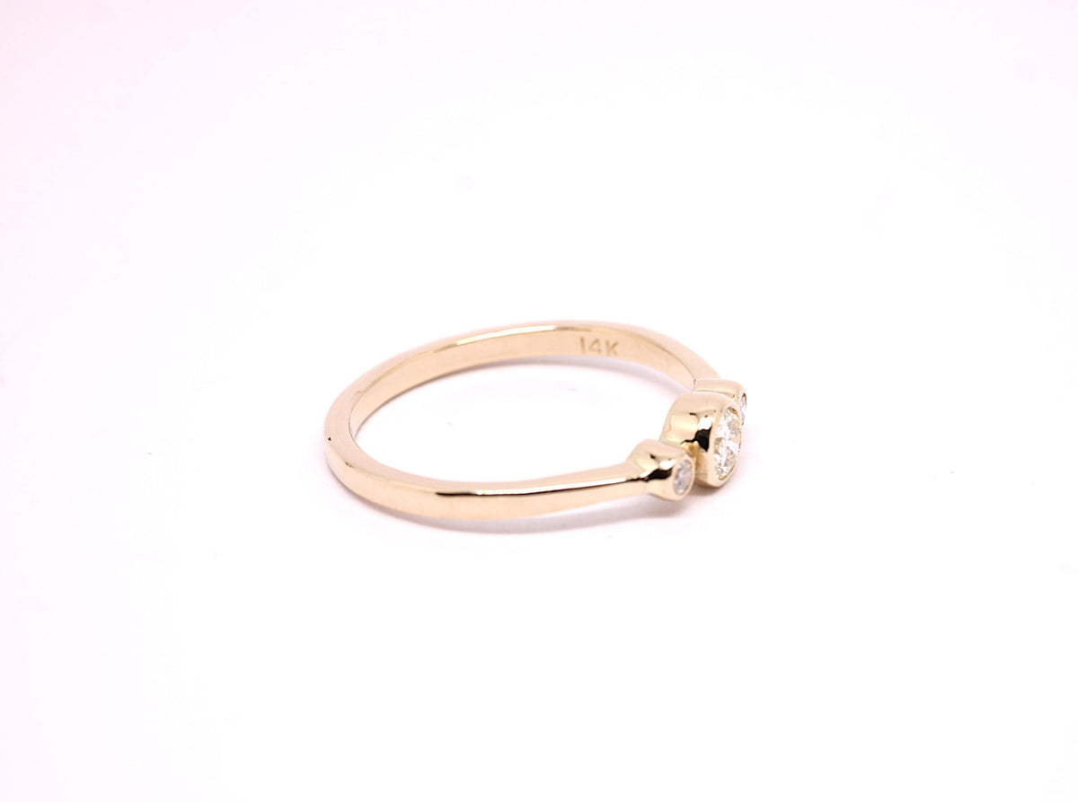 14k Gold Moissanite Ring: Three Stone Anniversary Band