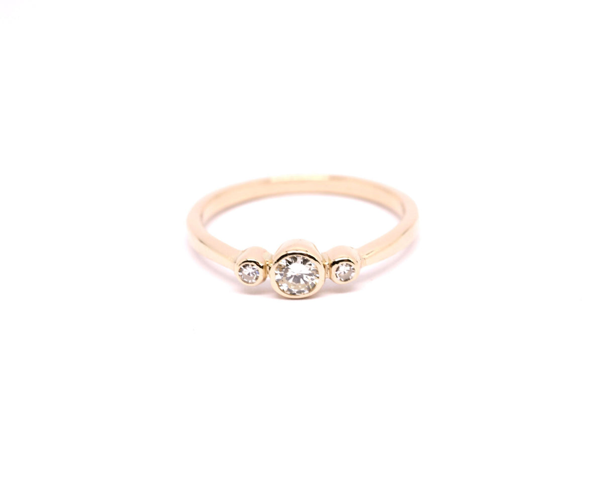 14k Gold Moissanite Ring: Three Stone Anniversary Band