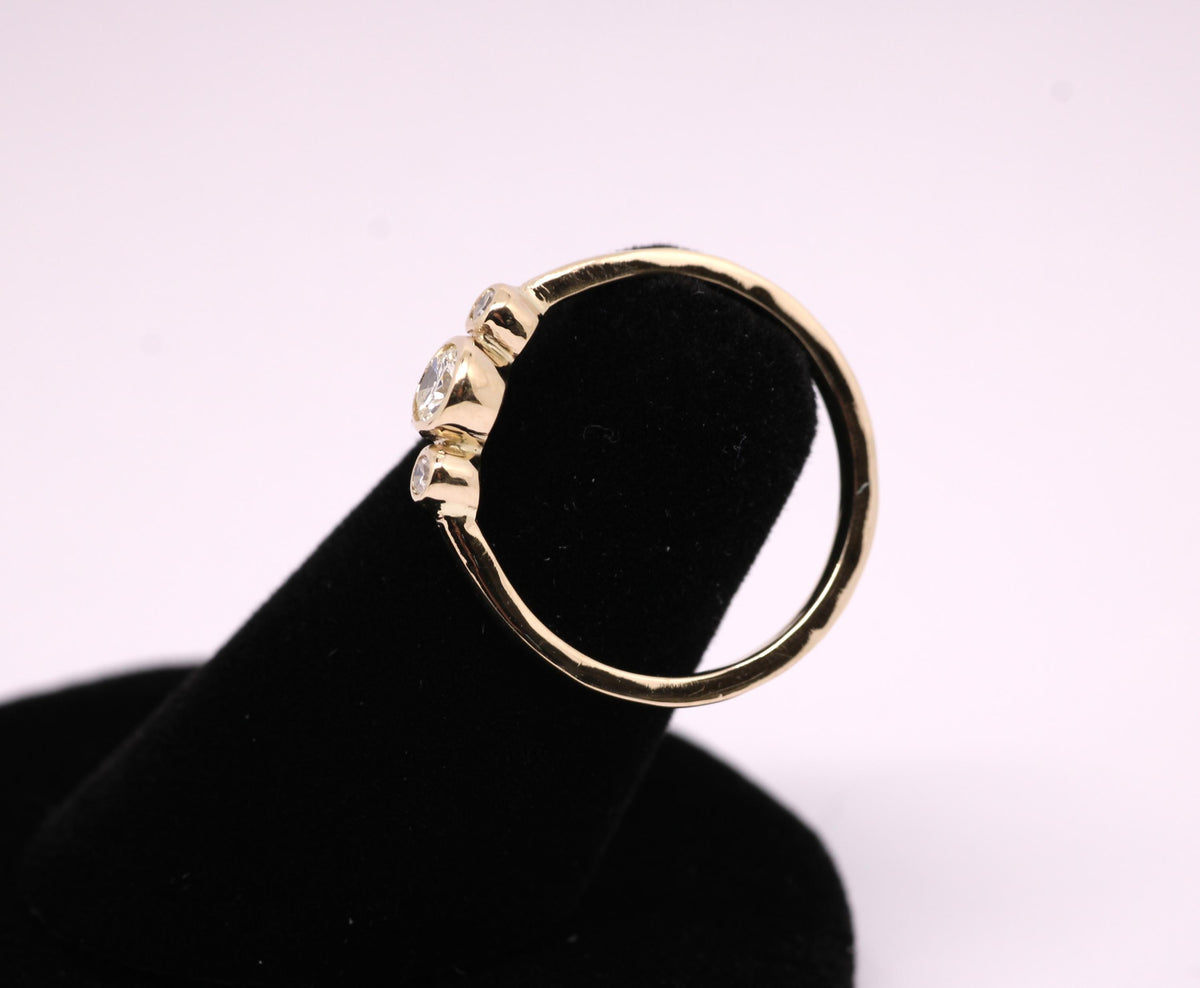 14k Gold Moissanite Ring: Three Stone Anniversary Band
