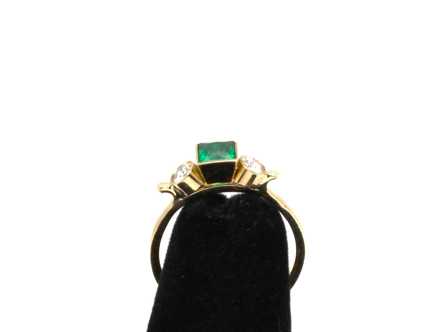 14k Gold Emerald Ring: Three Stone Moissanite Engagement Ring