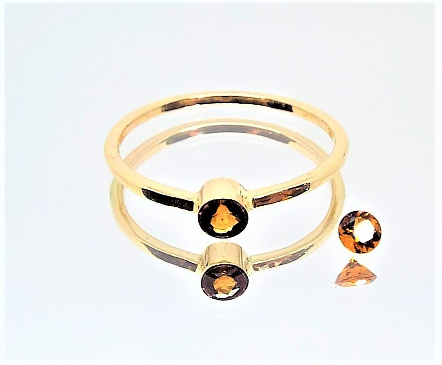 14k Gold Fire Citrine Ring: November Birthstone Stacking Band