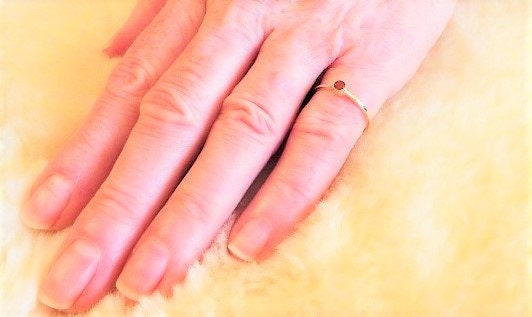 14k Gold Fire Citrine Ring: November Birthstone Stacking Band