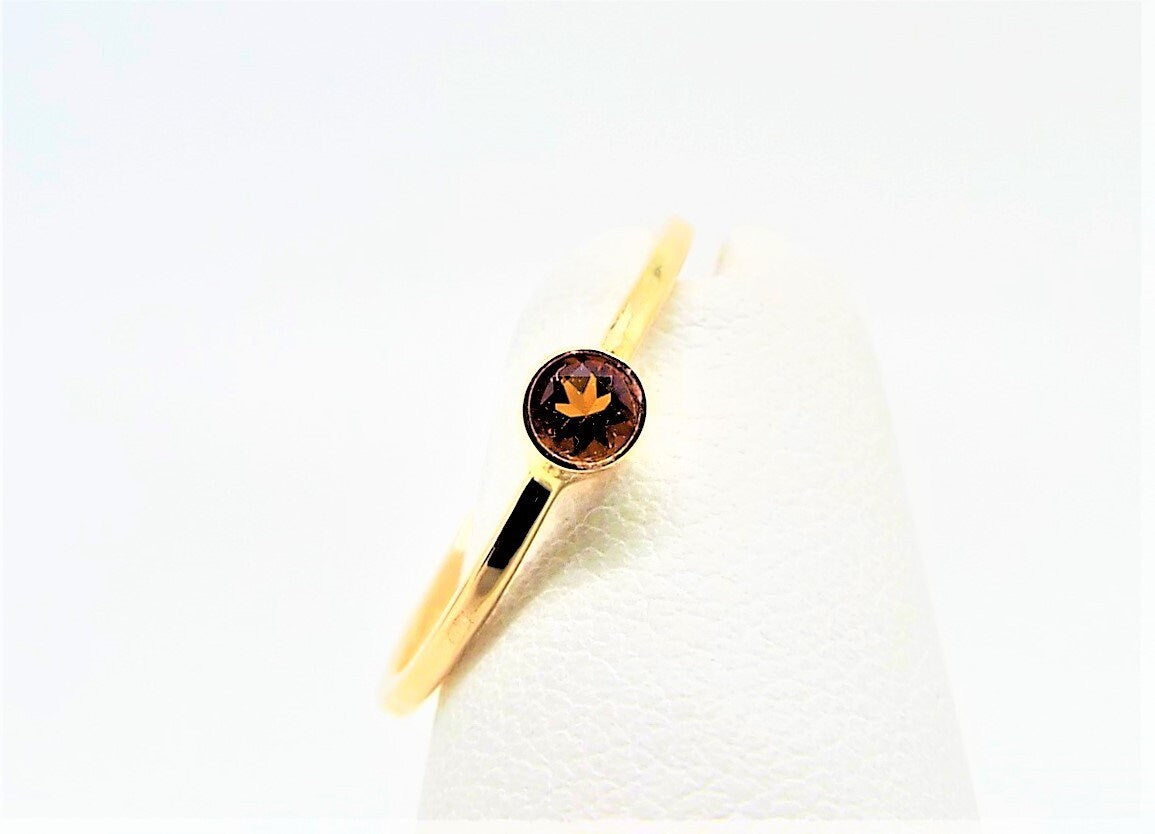 14k Gold Fire Citrine Ring: November Birthstone Stacking Band