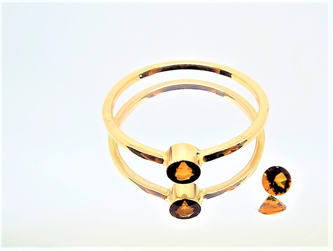 14k Gold Fire Citrine Ring: November Birthstone Stacking Band