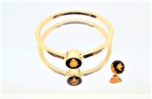 14k Gold Fire Citrine Ring: November Birthstone Stacking Band