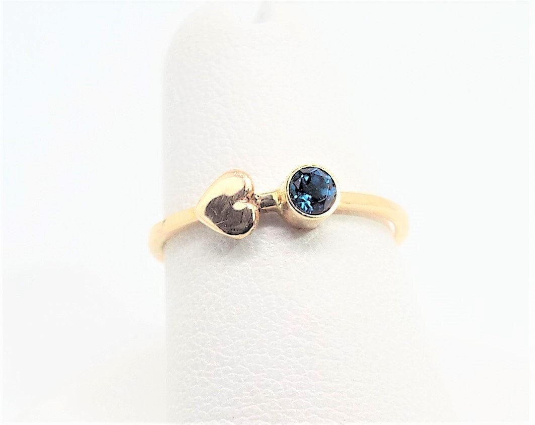 14k Gold London Blue Topaz Heart Ring: December Birthstone