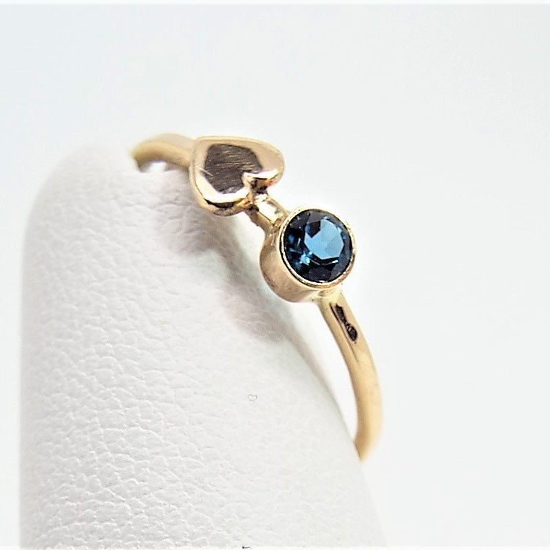14k Gold London Blue Topaz Heart Ring: December Birthstone