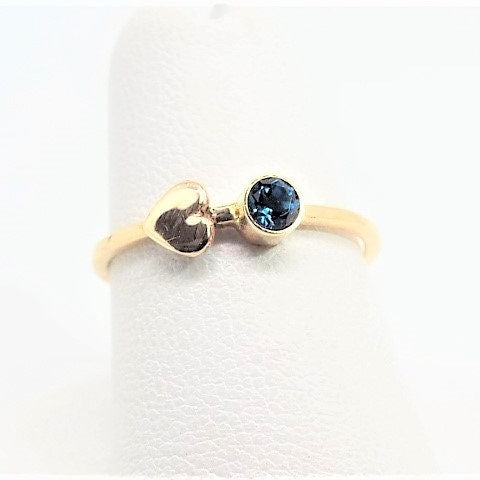 14k Gold London Blue Topaz Heart Ring: December Birthstone