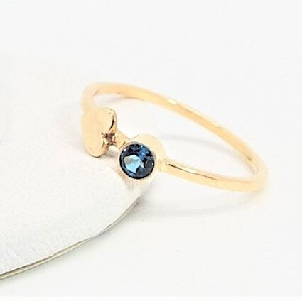 14k Gold London Blue Topaz Heart Ring: December Birthstone