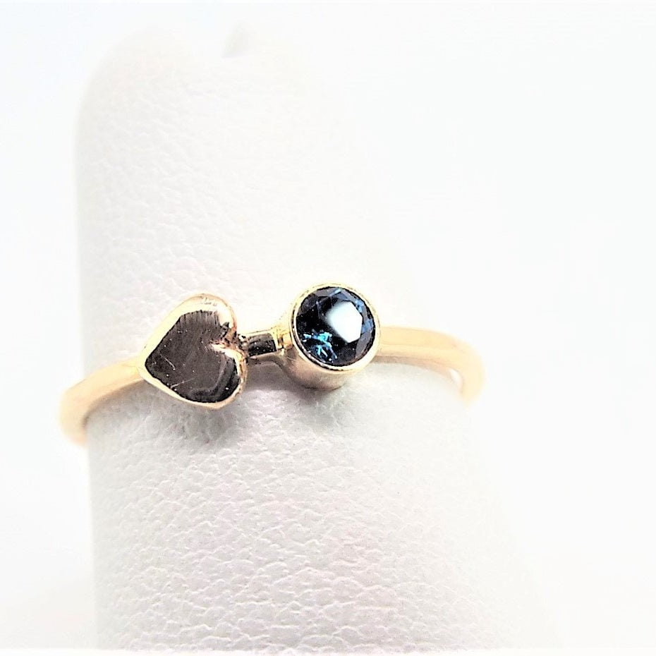14k Gold London Blue Topaz Heart Ring: December Birthstone