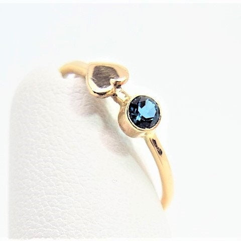 14k Gold London Blue Topaz Heart Ring: December Birthstone