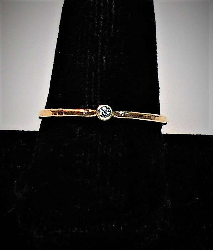 14k Gold Mini Diamond Ring: Handmade Stacking Promise Ring