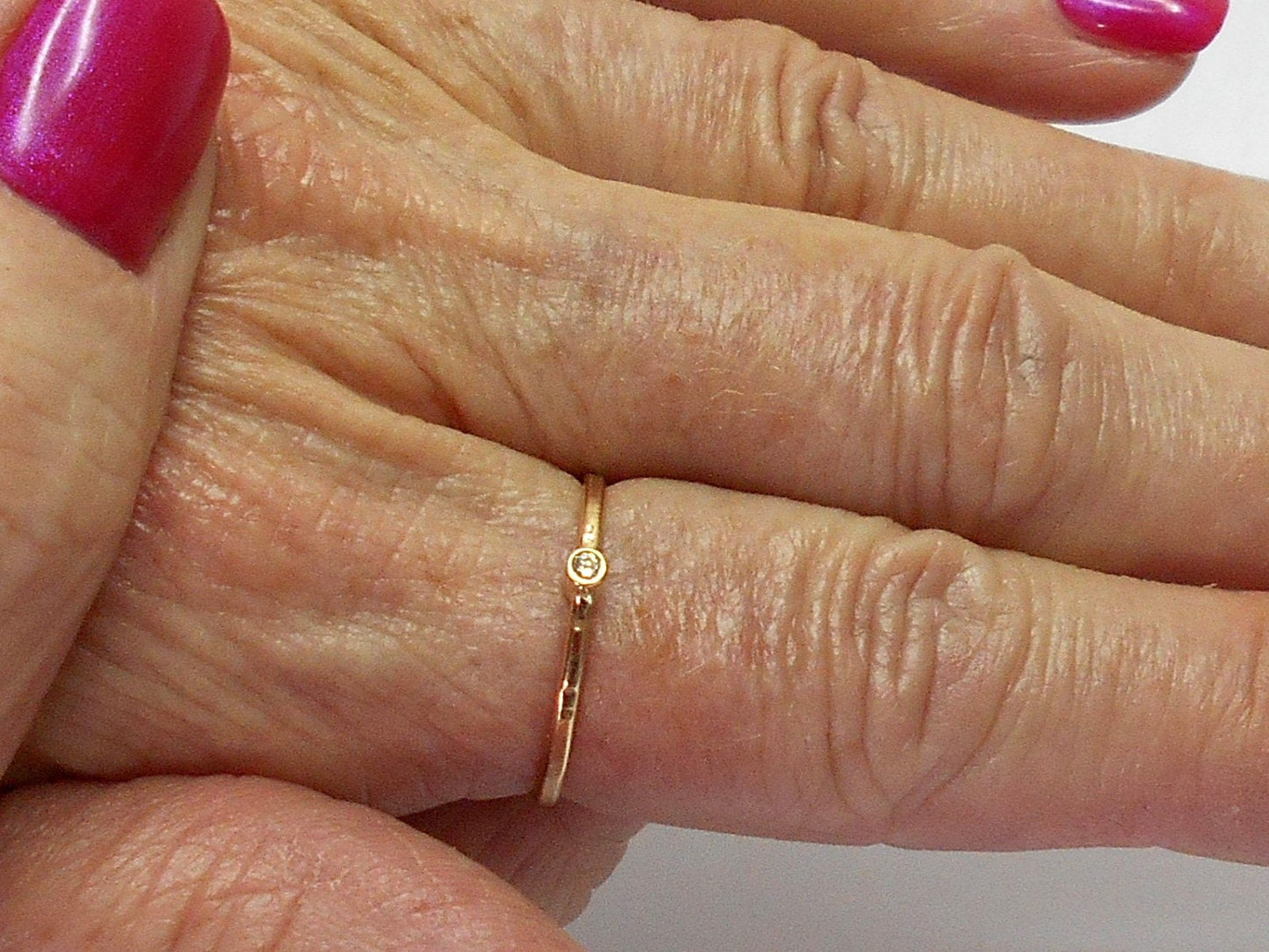 14k Gold Mini Diamond Ring: Handmade Stacking Promise Ring