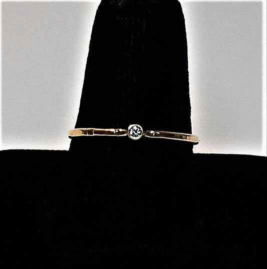 14k Gold Mini Diamond Ring: Handmade Stacking Promise Ring