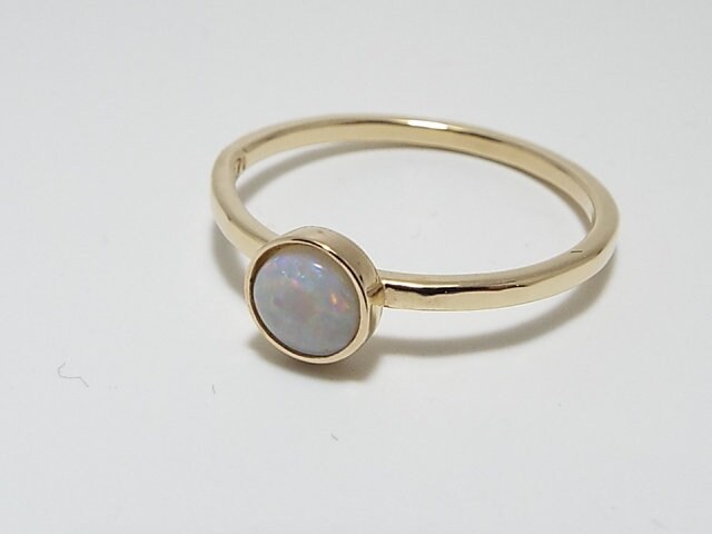 14k Gold Opal Ring: October Birthstone, AA Grade Opal