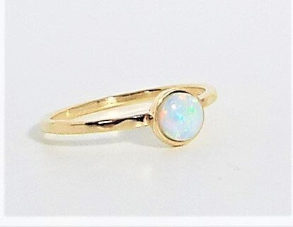 14k Gold Opal Ring: October Birthstone, AA Grade Opal