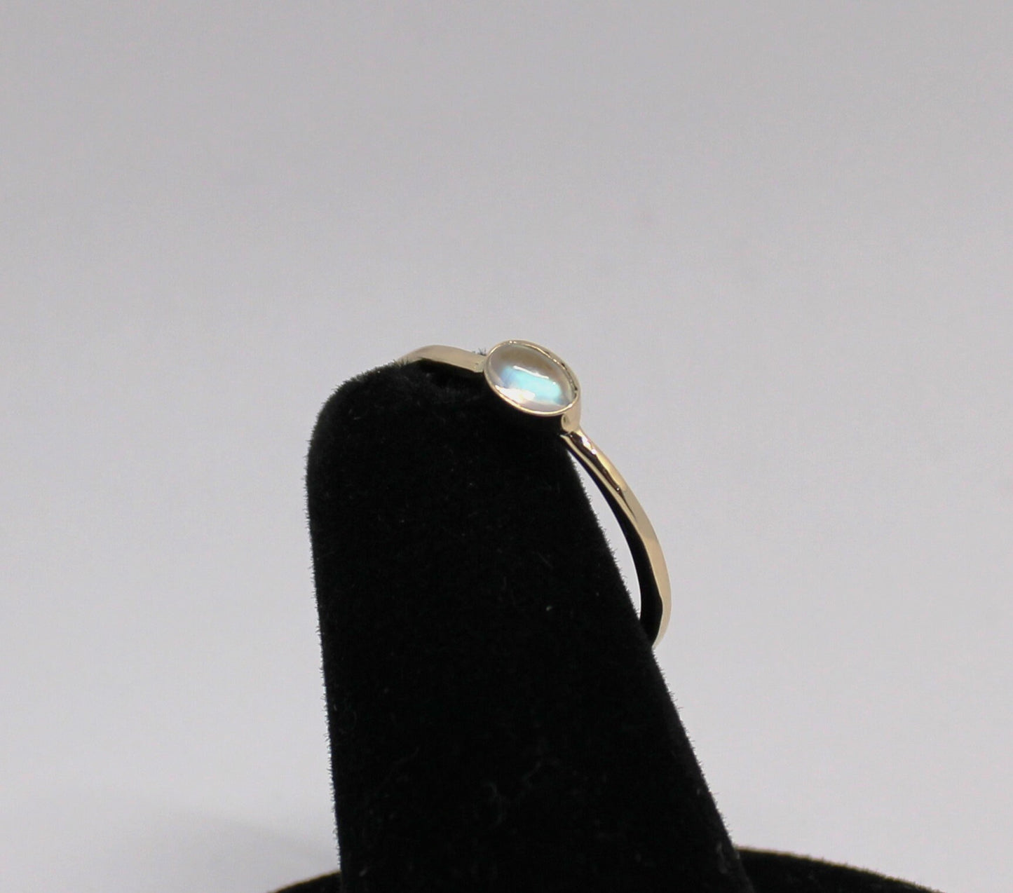 14k Gold Rainbow Moonstone Ring: Solid 14k Stacking Band