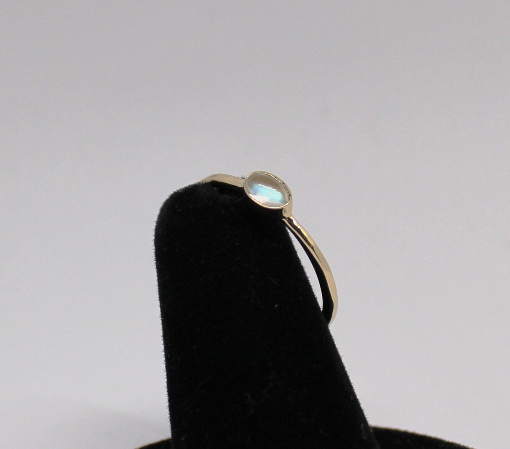 14k Gold Rainbow Moonstone Ring: Solid 14k Stacking Band