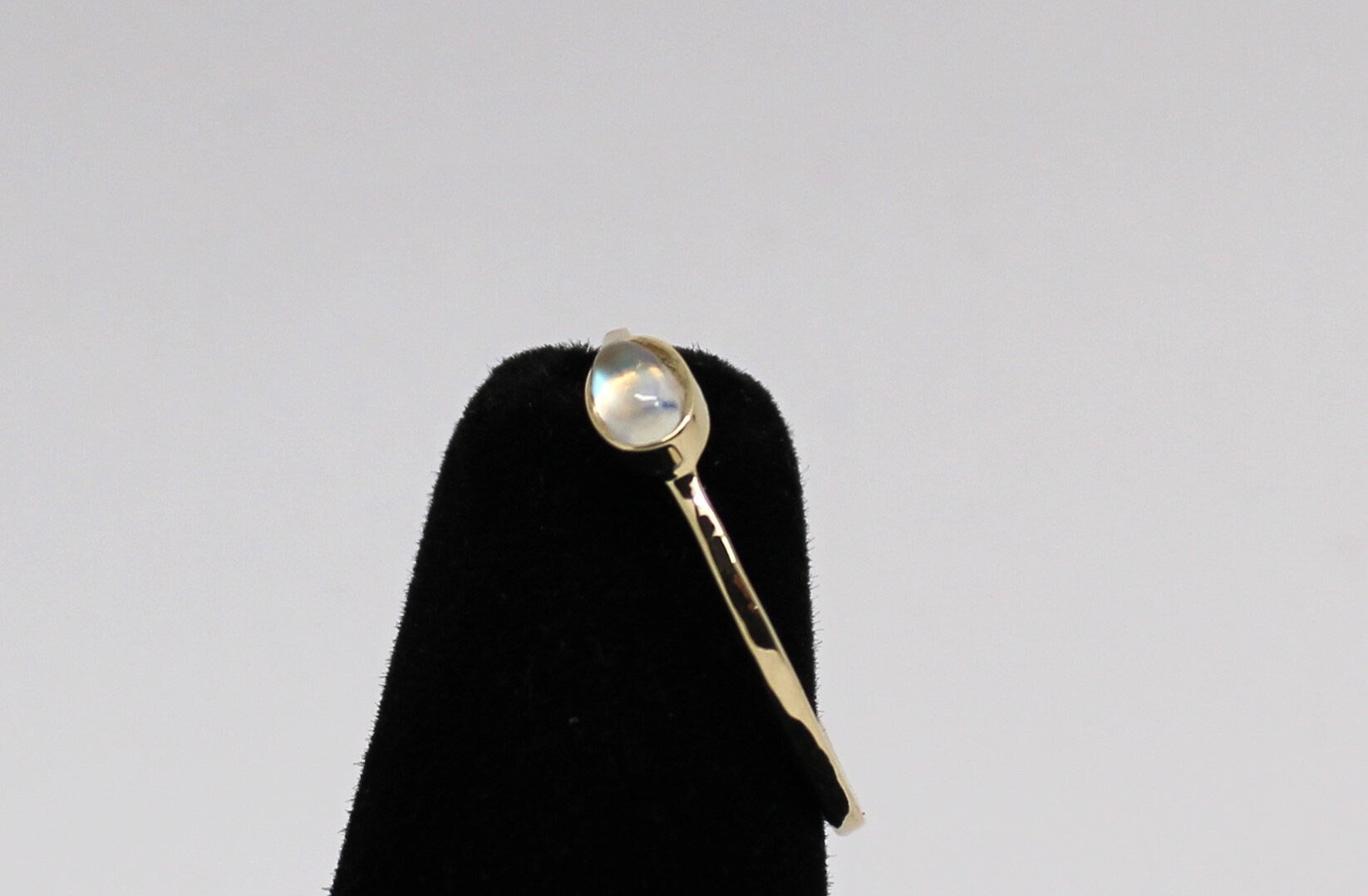 14k Gold Rainbow Moonstone Ring: Solid 14k Stacking Band