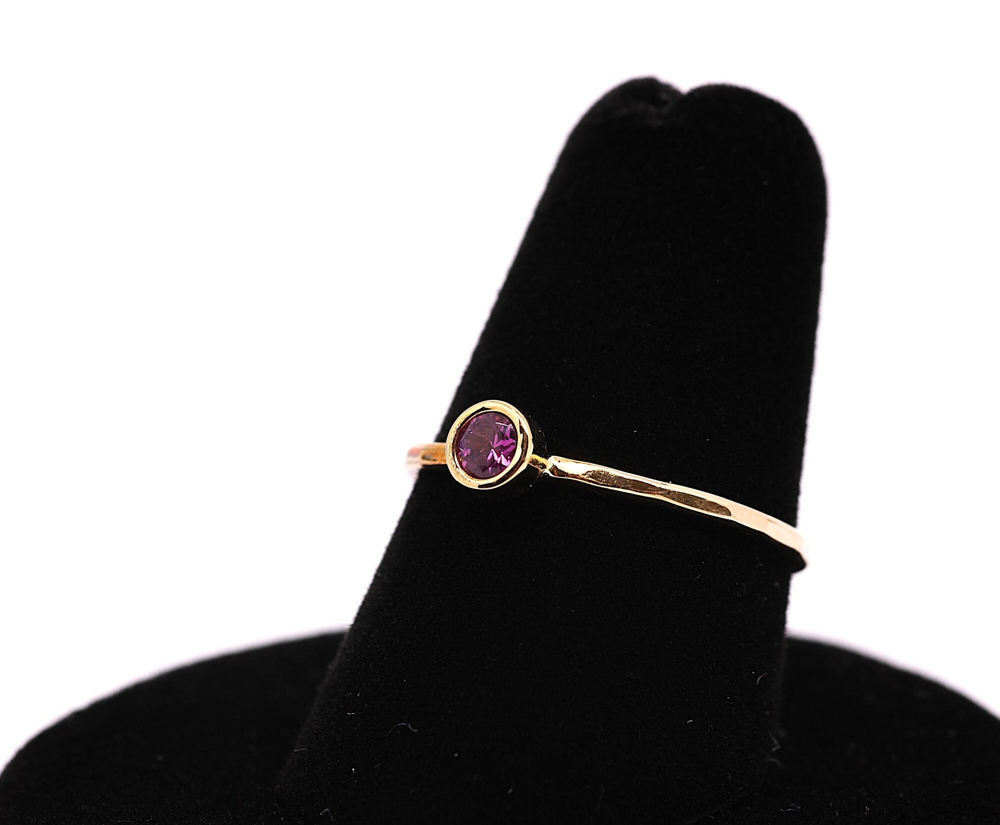 14k Gold Rhodolite Garnet Ring: January Birthstone Stacking Ring