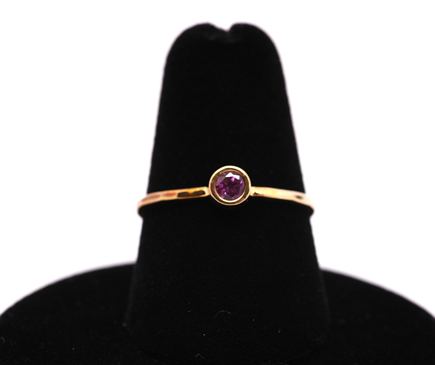14k Gold Rhodolite Garnet Ring: January Birthstone Stacking Ring