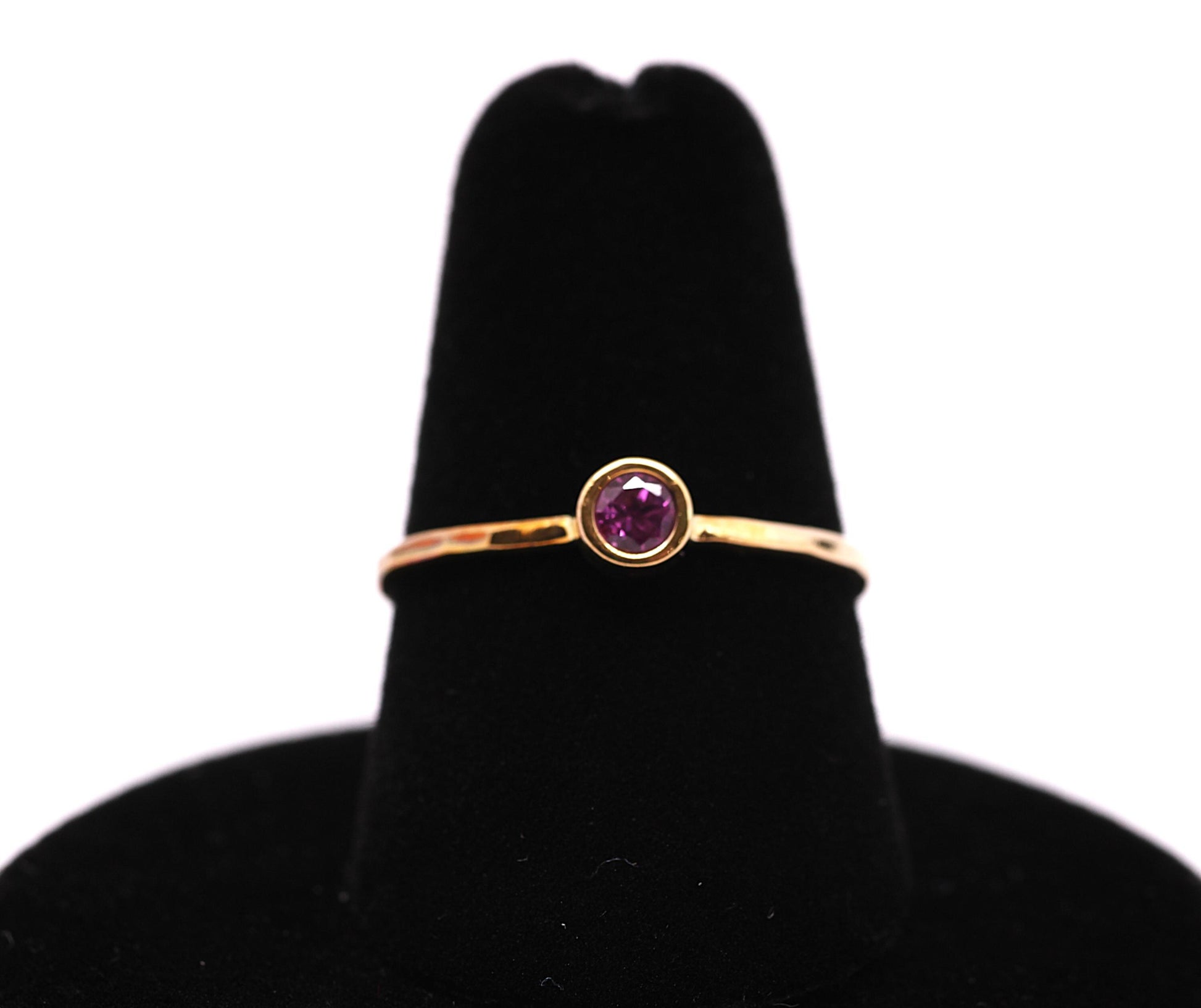 14k Gold Rhodolite Garnet Ring: January Birthstone Stacking Ring