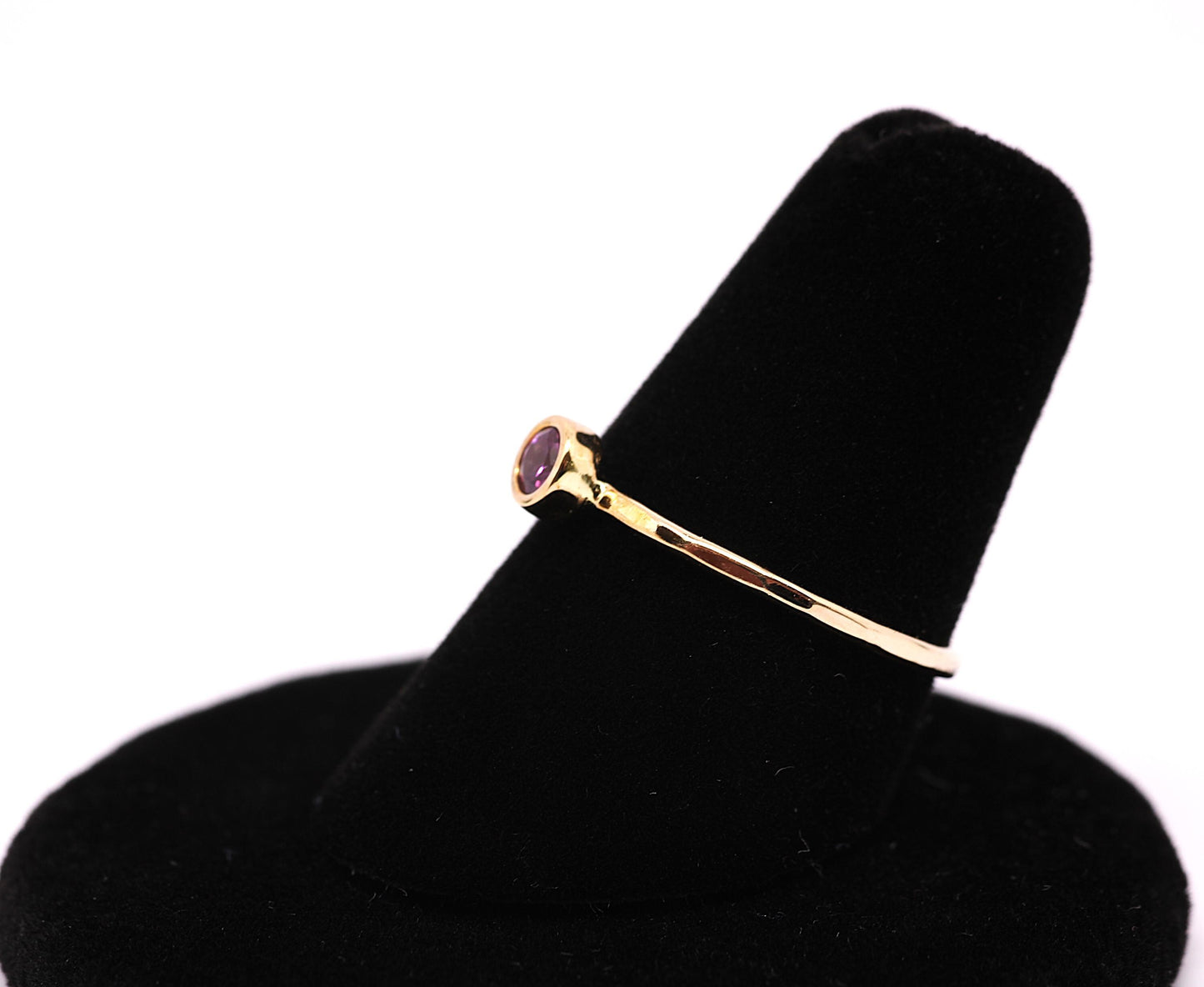 14k Gold Rhodolite Garnet Ring: January Birthstone Stacking Ring