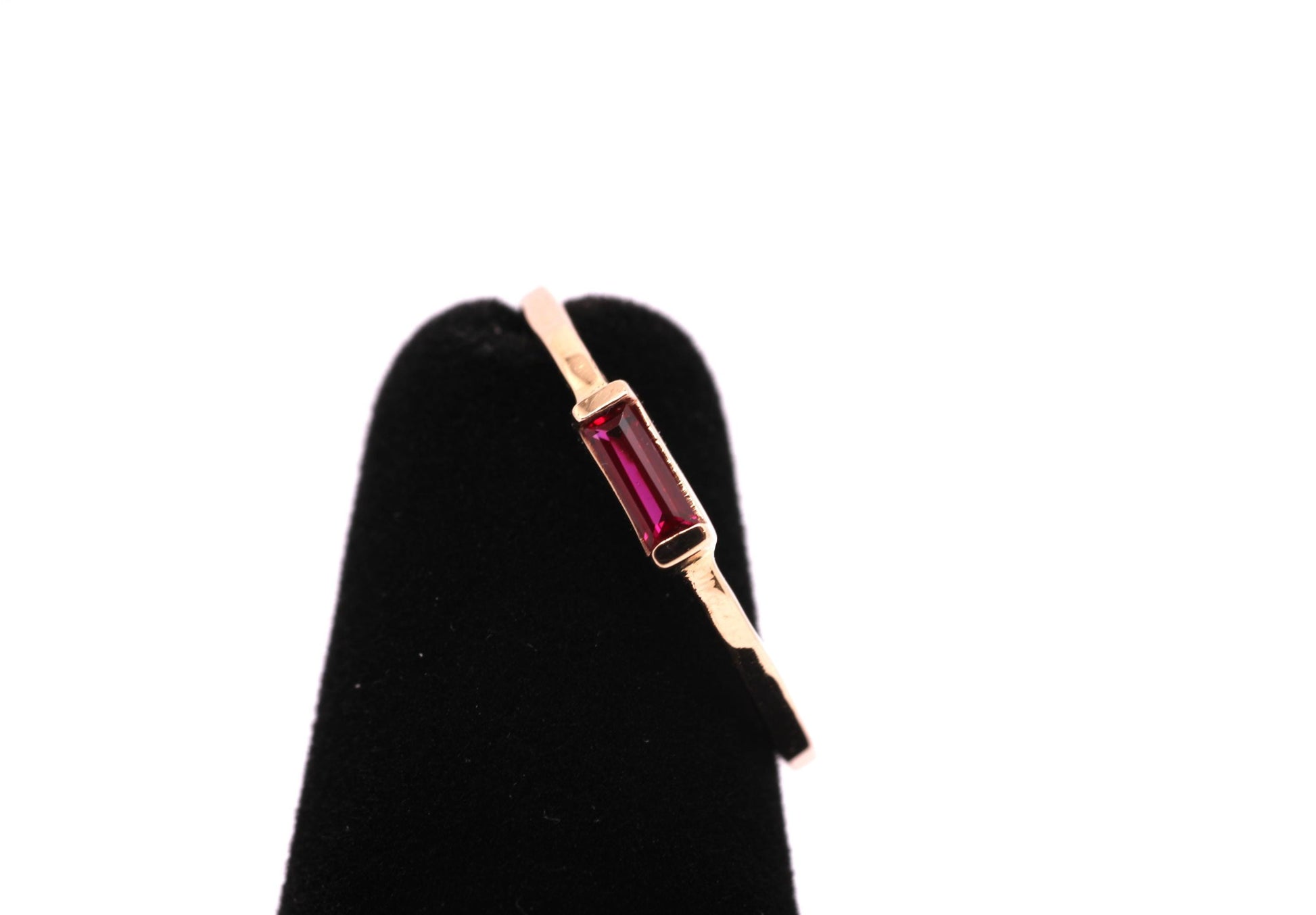14k Gold Ruby Ring: July Birthstone Baguette Stacking Ring