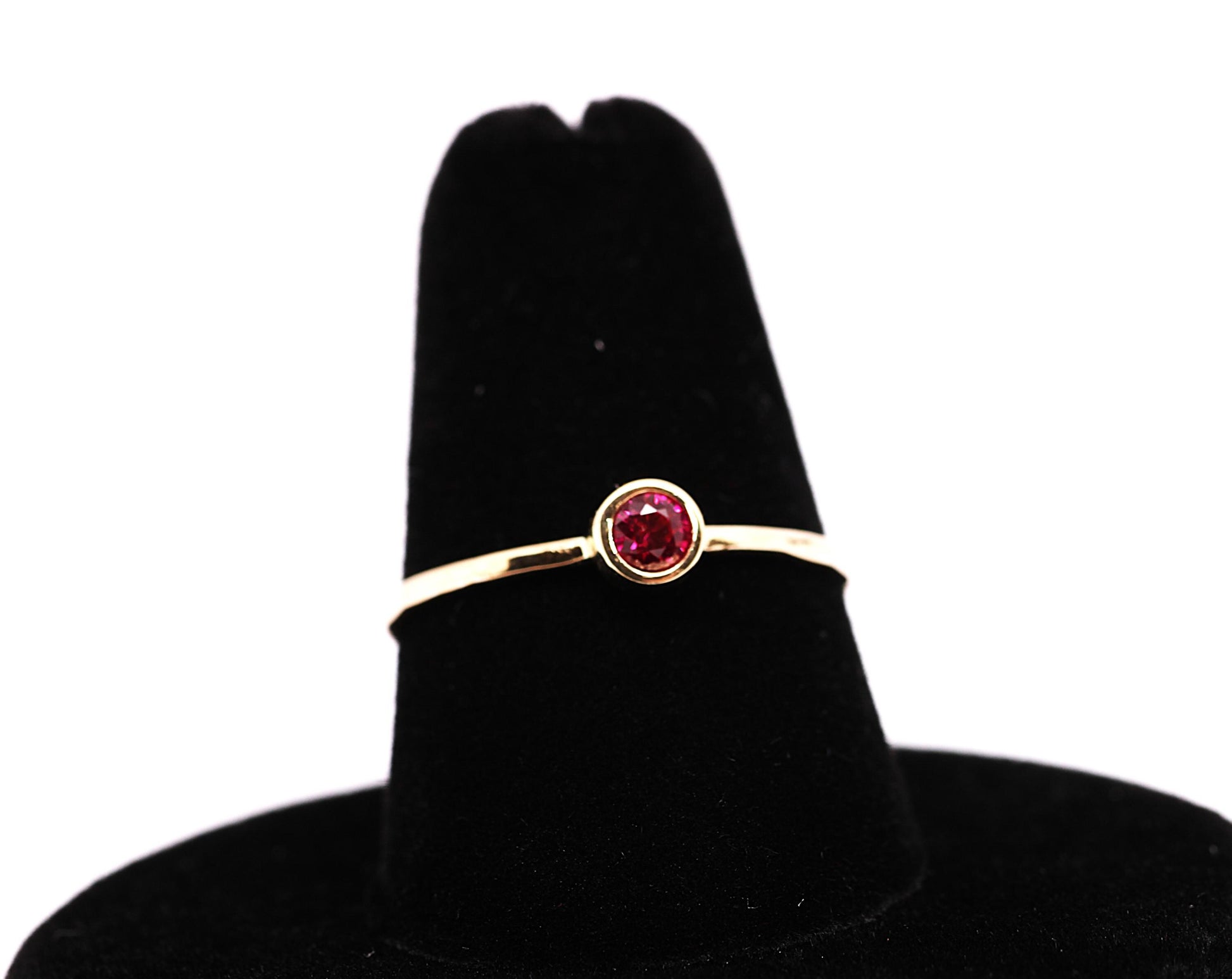 14k Gold Ruby Ring: 3mm July Birthstone Stacking Ring