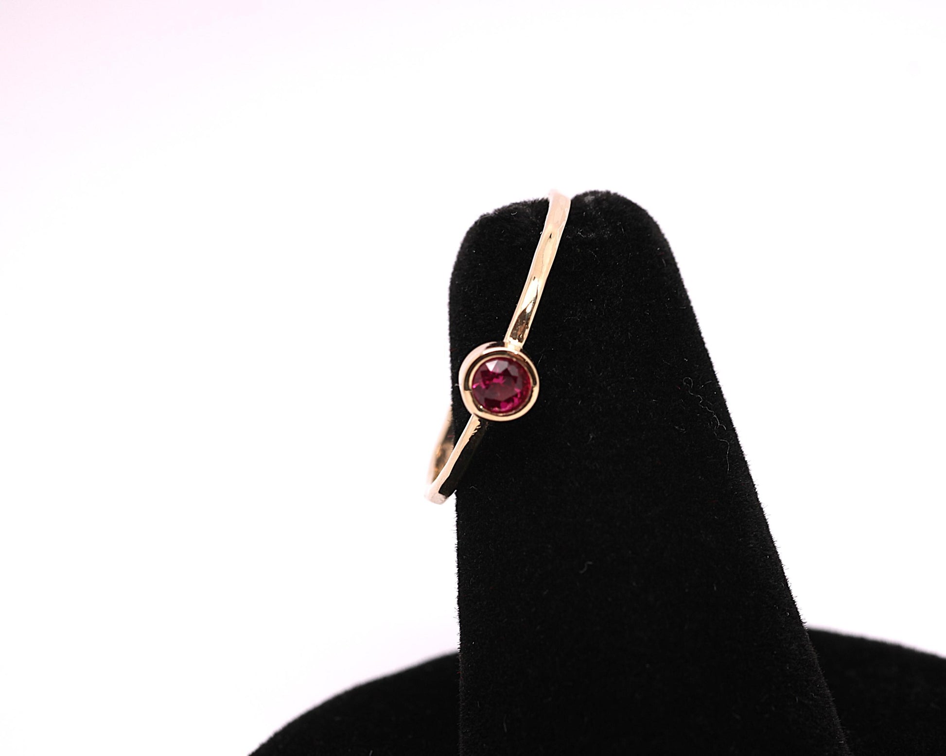 14k Gold Ruby Ring: 3mm July Birthstone Stacking Ring