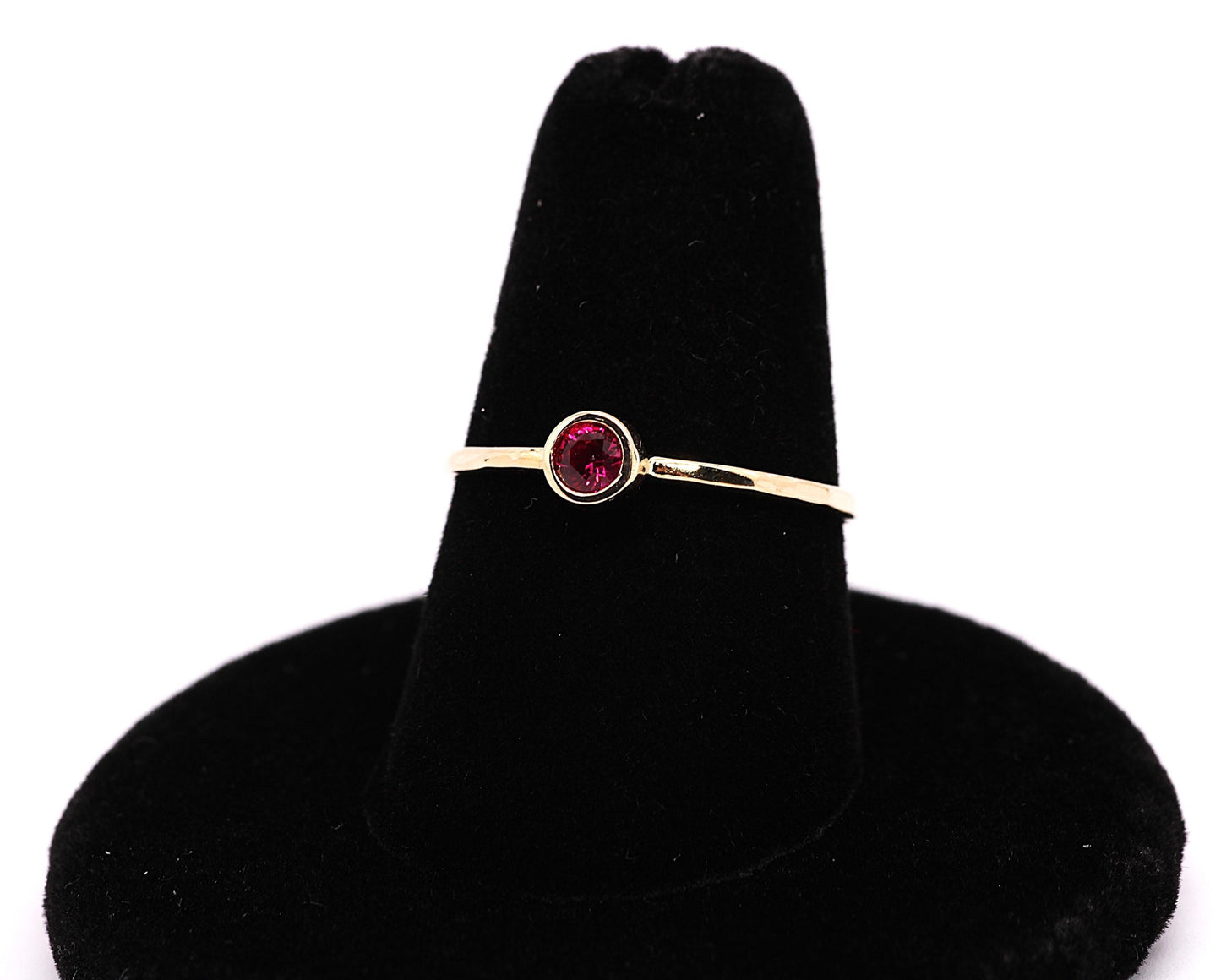 14k Gold Ruby Ring: 3mm July Birthstone Stacking Ring