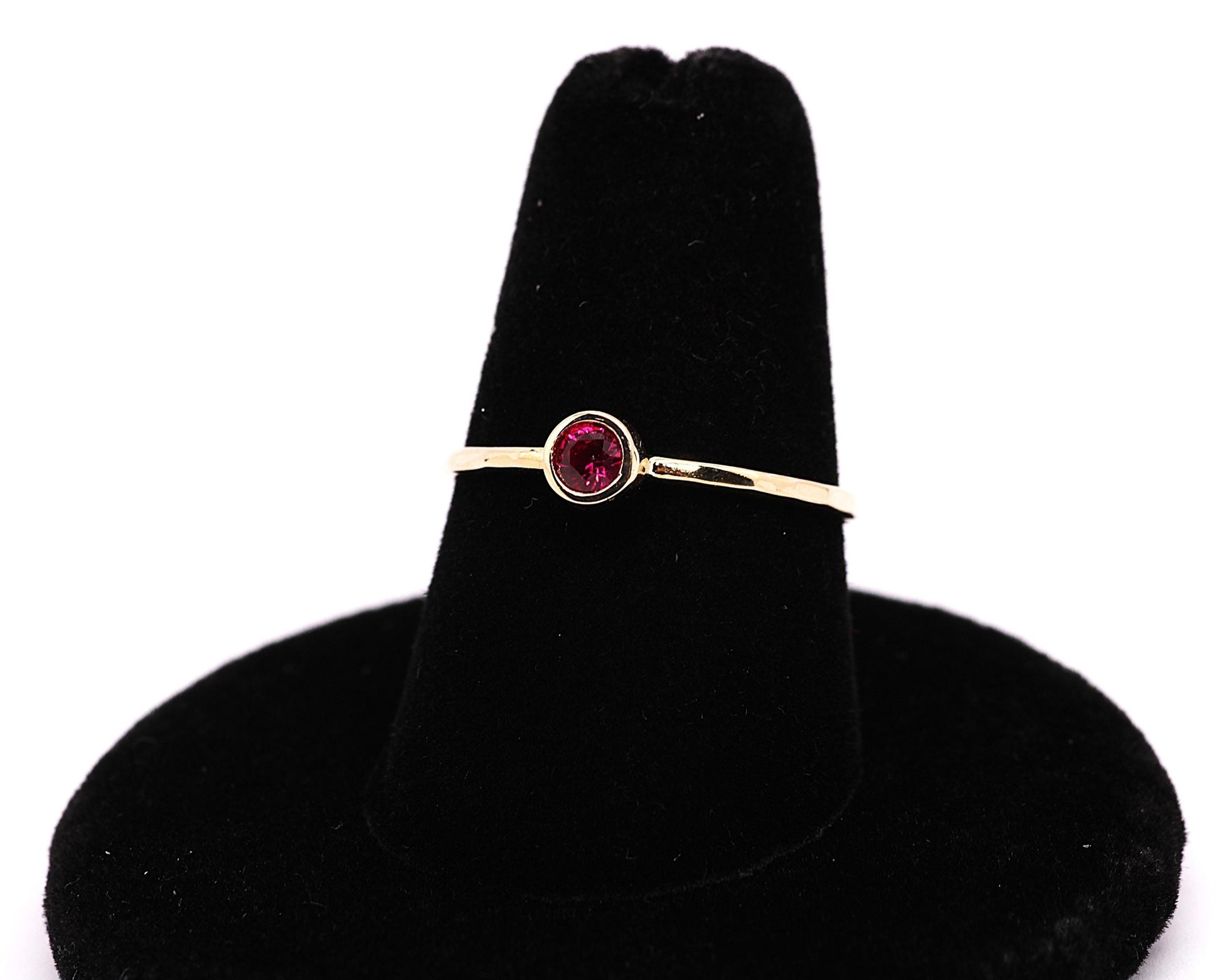 14k Gold Ruby Ring: 3mm July Birthstone Stacking Ring