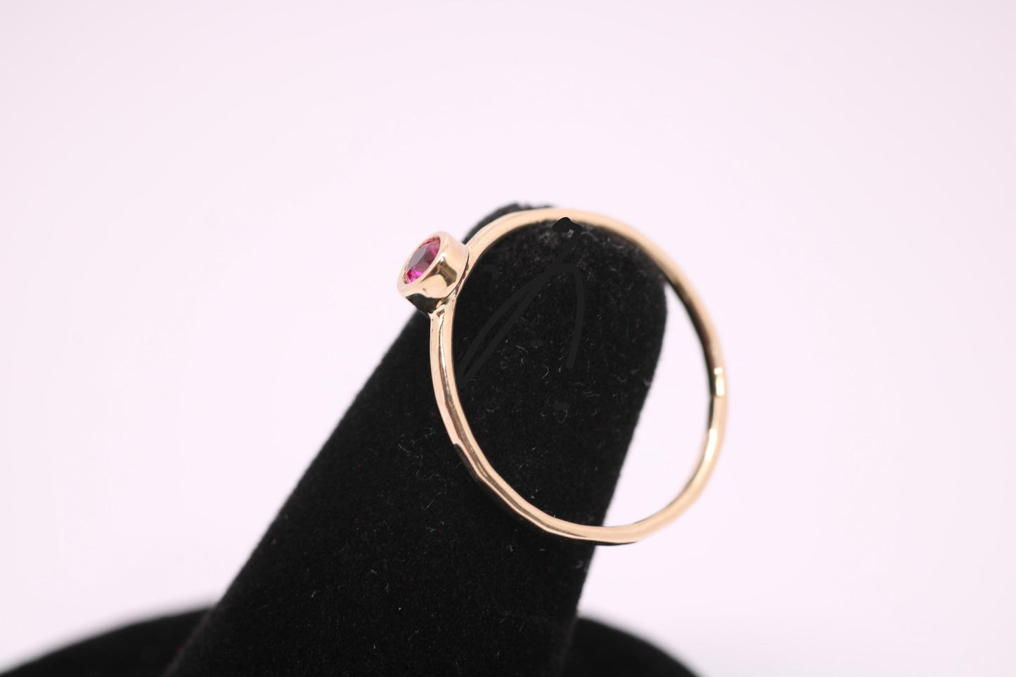 14k Gold Ruby Ring: 3mm July Birthstone Stacking Ring