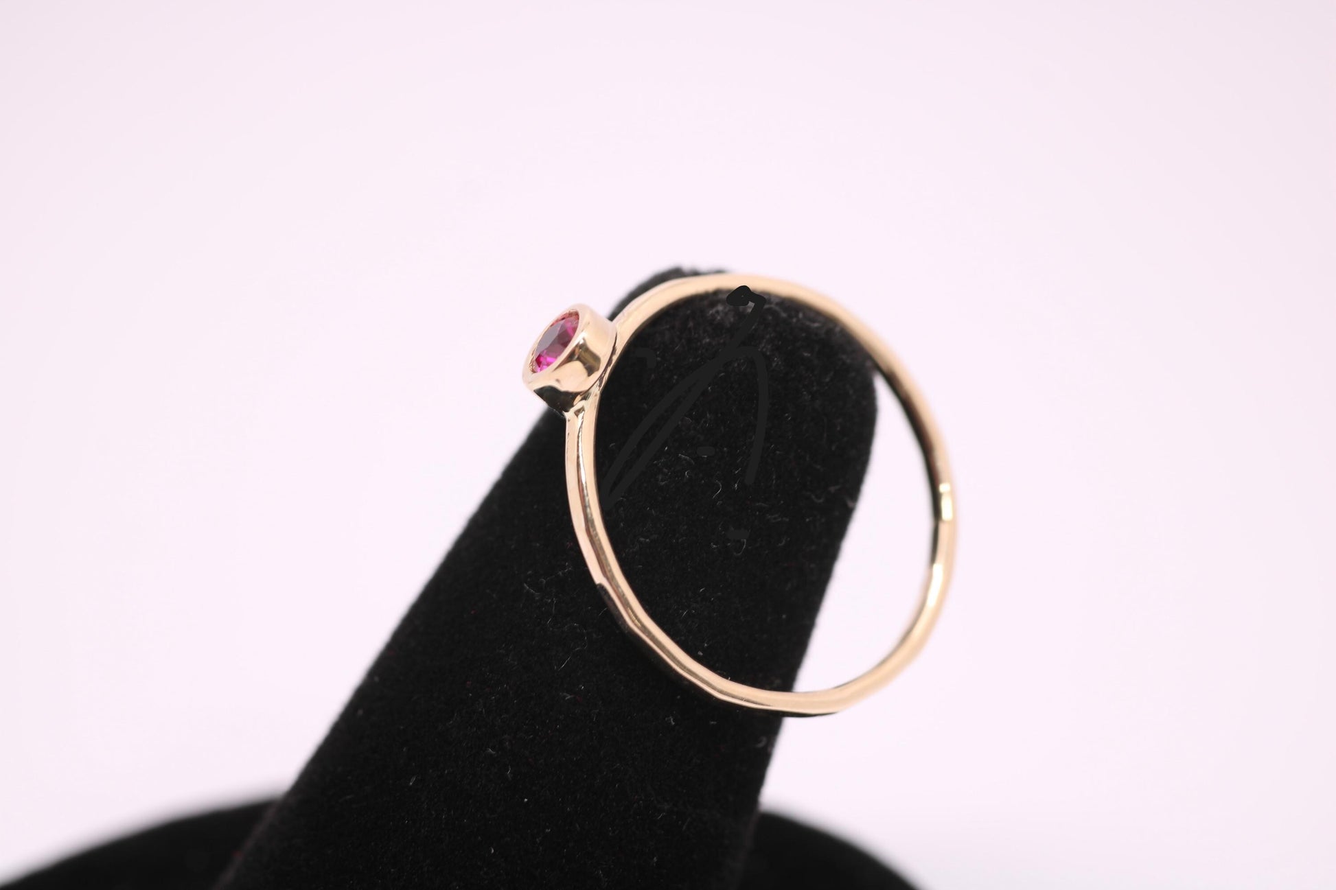 14k Gold Ruby Ring: 3mm July Birthstone Stacking Ring
