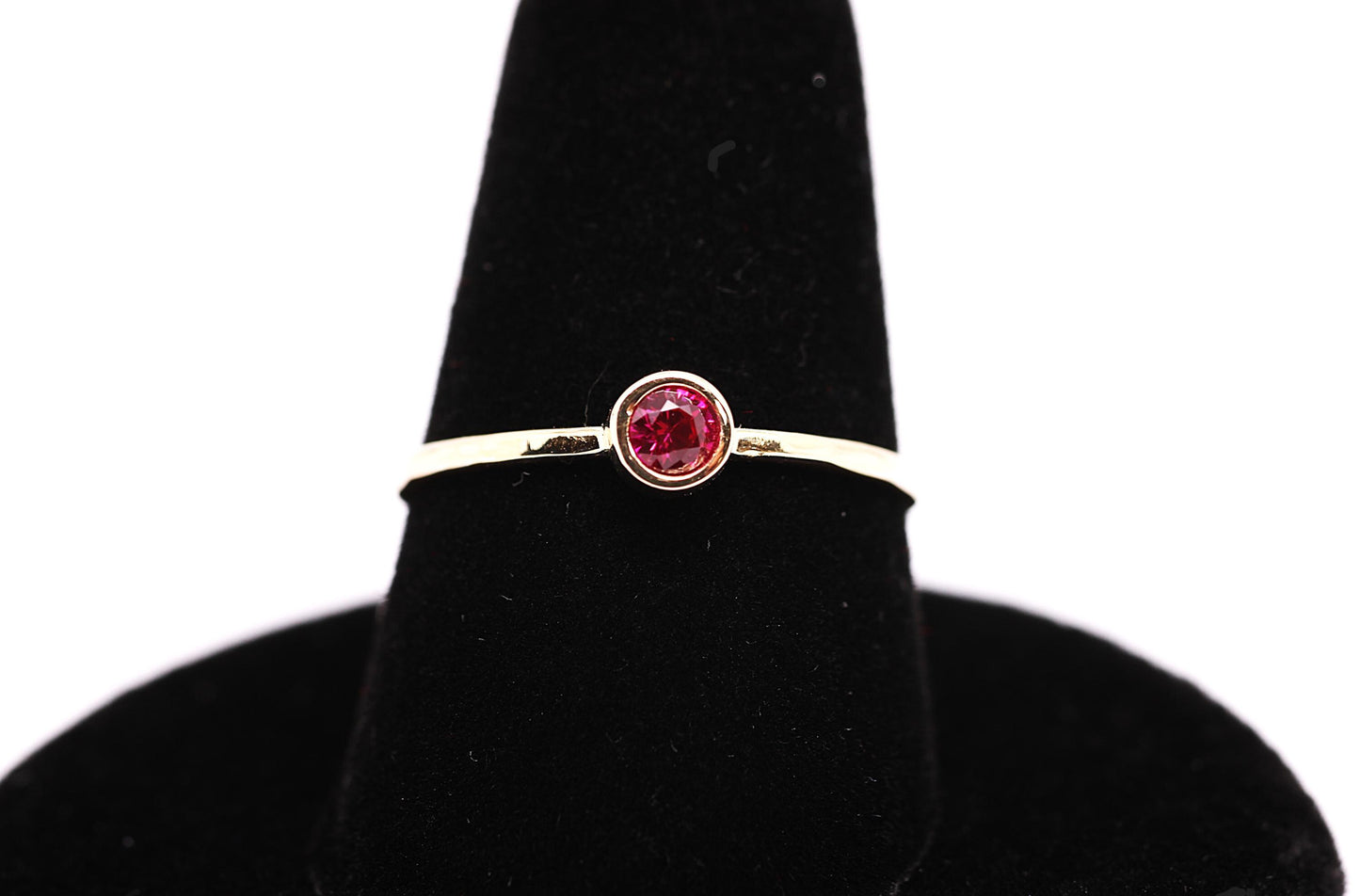 14k Gold Ruby Ring: 3mm July Birthstone Stacking Ring