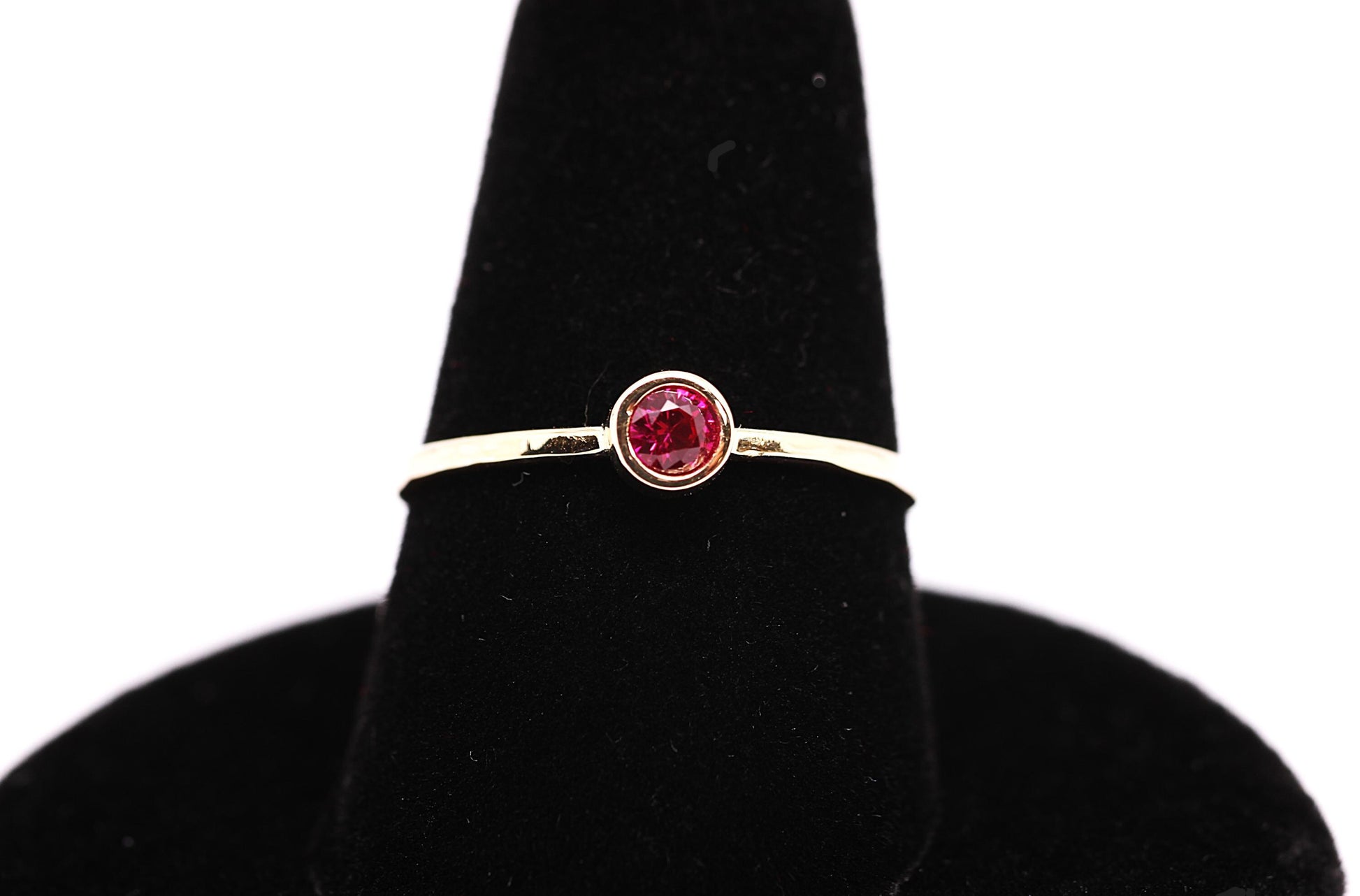 14k Gold Ruby Ring: 3mm July Birthstone Stacking Ring