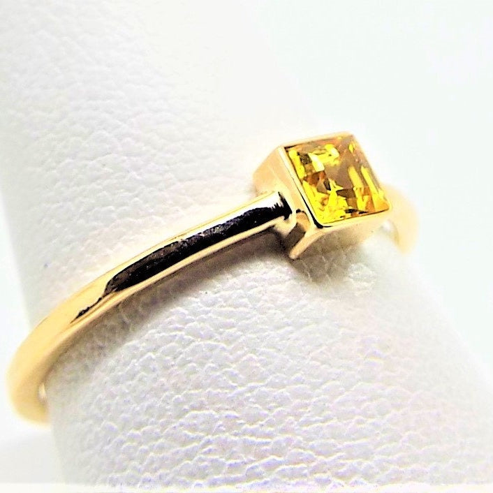 14k Gold Yellow Sapphire Ring: September Birthstone Stacking Ring