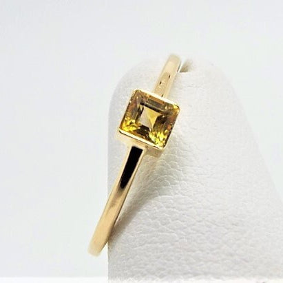 14k Gold Yellow Sapphire Ring: September Birthstone Stacking Ring