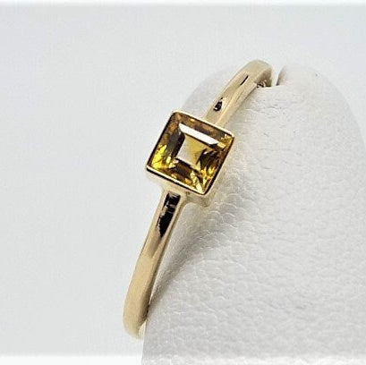 14k Gold Yellow Sapphire Ring: September Birthstone Stacking Ring