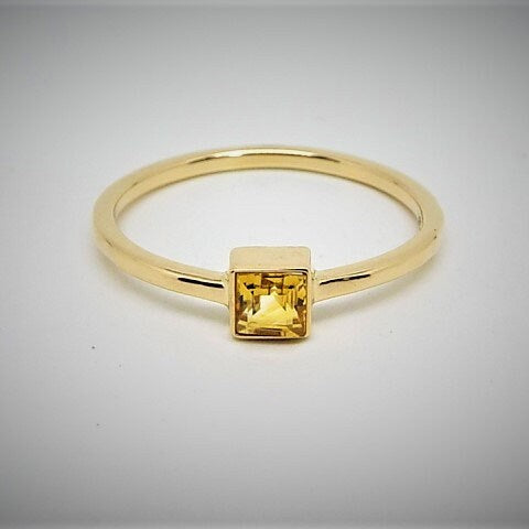 14k Gold Yellow Sapphire Ring: September Birthstone Stacking Ring