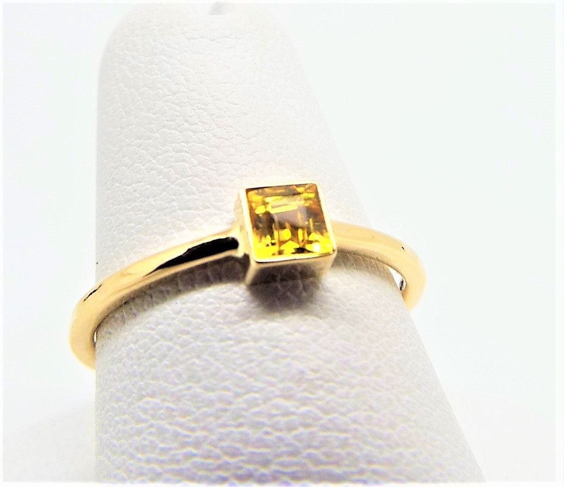 14k Gold Yellow Sapphire Ring: September Birthstone Stacking Ring